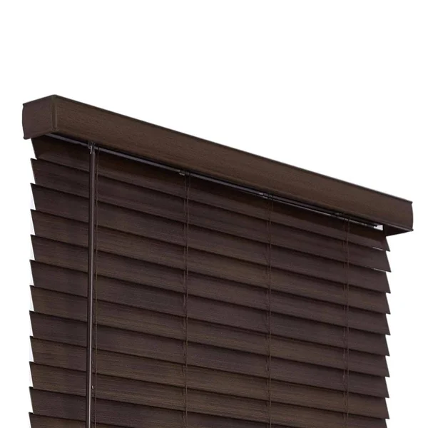 Allen + Roth 2-in Slat Width 66.25-in x 72-in Cordless Brown Faux Wood Room Darkening Horizontal Blinds, DFWDC7272-66.25