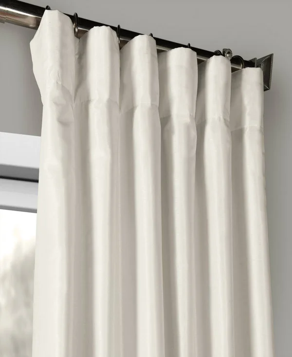 Exclusive Fabrics Off-White Vintage Faux Textured Dupioni Silk Curtain - 50 x 84