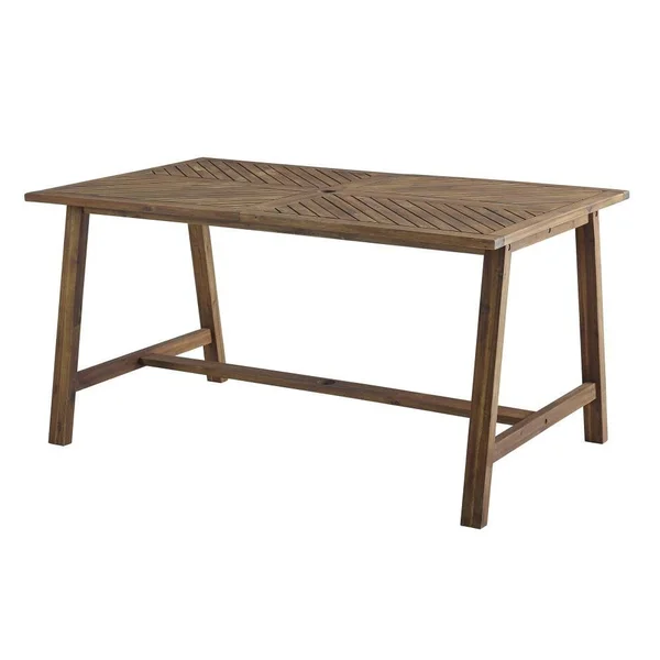 Walker Edison Rectangle Outdoor Dining Table 35-in W x 60-in L with Umbrella Hole - LWW60VINDTDB