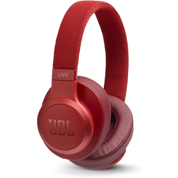 JBL Live 500BT Red Over-Ear Headphones w/divvi! Headphone Stand