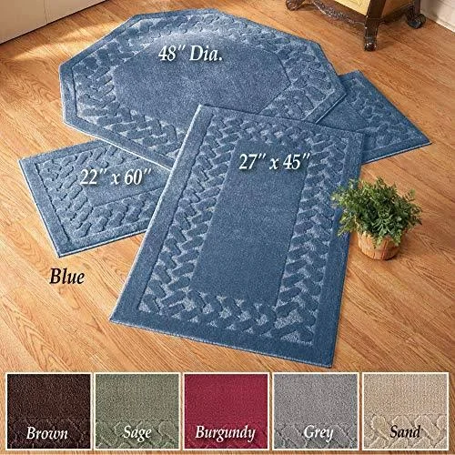 Herringbone Trim Solid Colored Skid-Resistant Decretive Accent Rugs, Grey