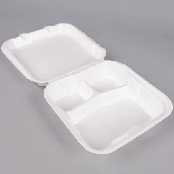 Genpak Foam Hinged Container, 3-compartment, White, 100 Containers (GNPSN203)