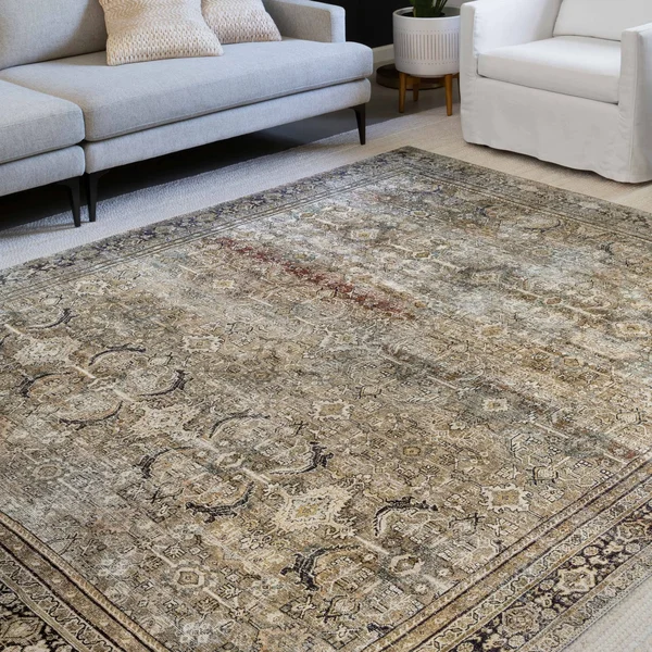 Alexander Home Isabelle Traditional Vintage Border Printed Area Rug - 7&6x22 x 9&6x22