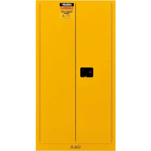 Global Industrial Flammable Cabinet, Manual Close Double DOOR, 44 Gallon, 34x22Wx18x22Dx65x22H