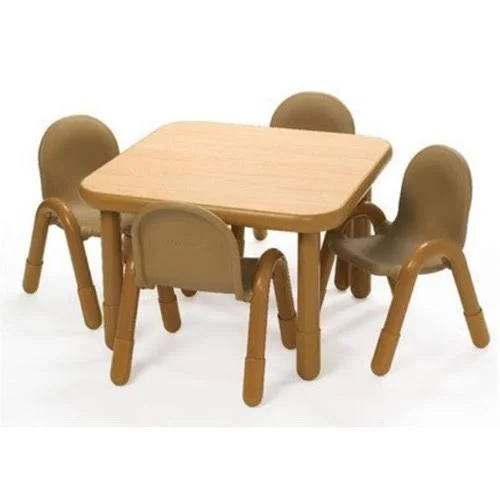 Angeles AB74120NW1 30 in. Square Toddler Table & Chair Set with 20 in. Legs & 4-11 in. Chairs Natural Wood