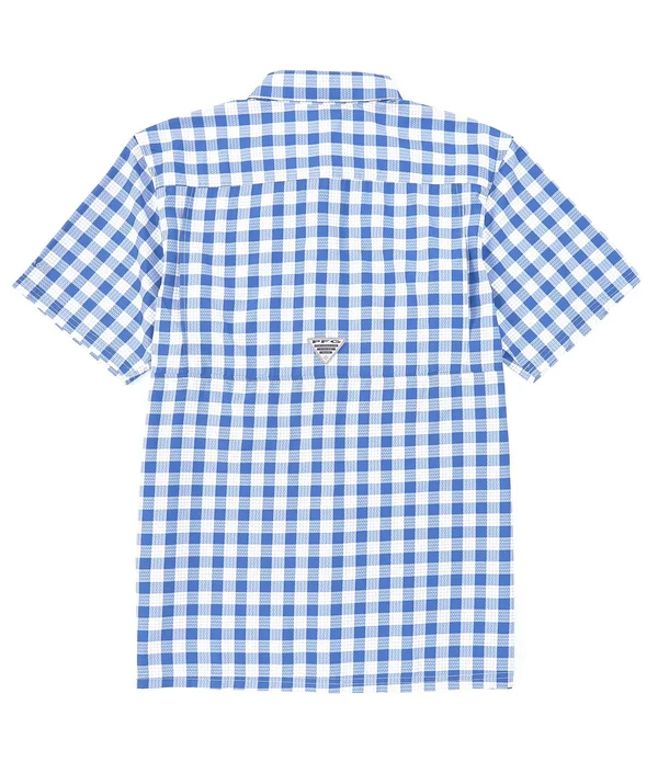 Columbia Super Slack Tide Camp Shirt Men's (vivid Blue Palaka Plaid)