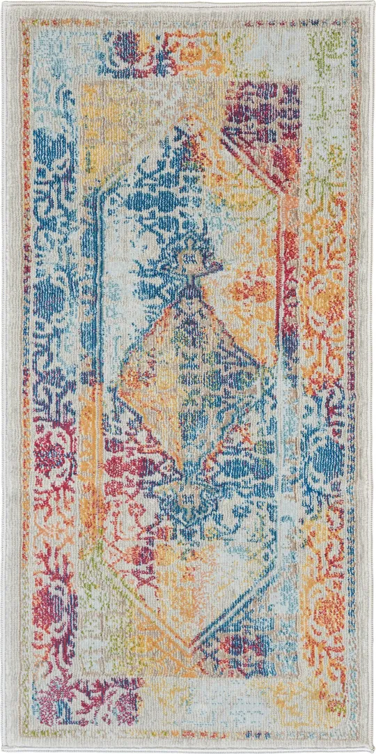 Nourison Global Vintage GLB04 Ivory/Multicolor Area Rug, 5&3x22 x 7&6x22