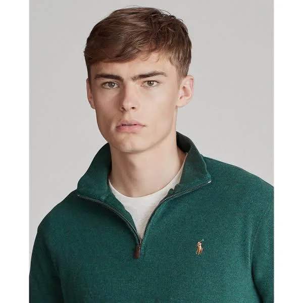 Ralph Lauren Men's Estate-Rib Quarter-Zip Pullover - Size 1x Big in Scotch Pine Heather