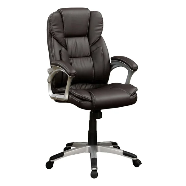 A Line Furniture Plush Executive Dark Brown Swivel Adjustable Office Chair