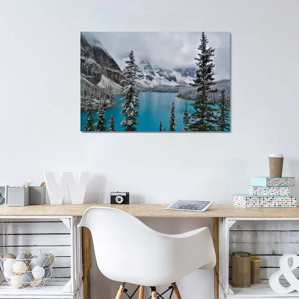 iCanvas Lake Moraine with Fresh Late Summer Snow Banff National Park, Alberta, Canada Art by Sylvia Gulin Canvas Art Wall Decor