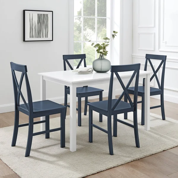Porch & den 5-Piece Dining Set with X-Back Side Chairs - Grey, White
