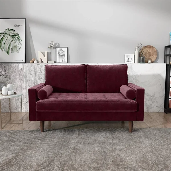 Kingway Furniture Velvet Genoa Living Room Loveseat in Rosy