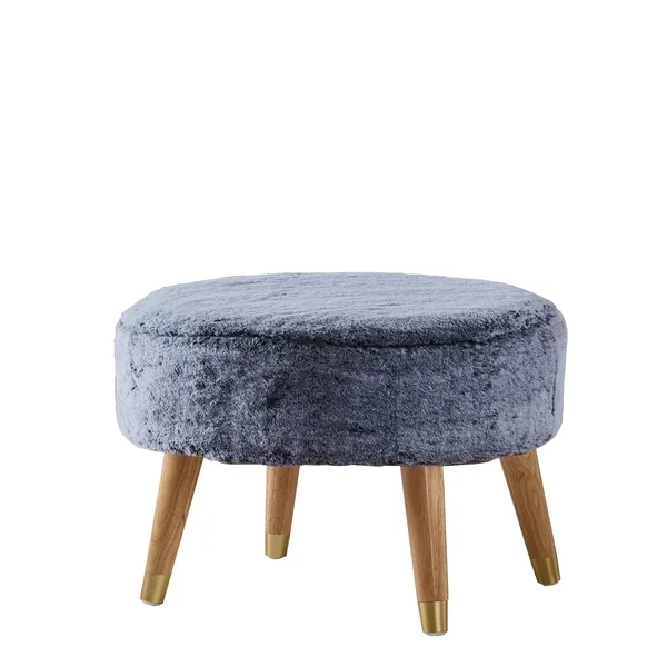 Home Soft Things Serenta Heavy Fauxfur Oval Ottoman - Wood Rose - 22 x 18 x 18 inches
