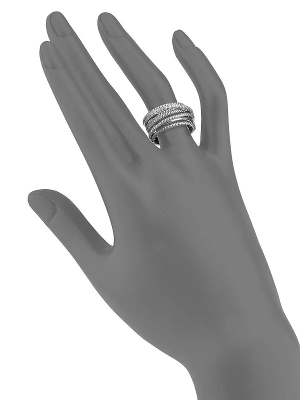 David Yurman Crossover Wide Ring with Diamonds - Silver 7
