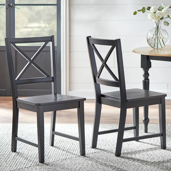 Virginia Cross-Back Chair - Set of 2, Black