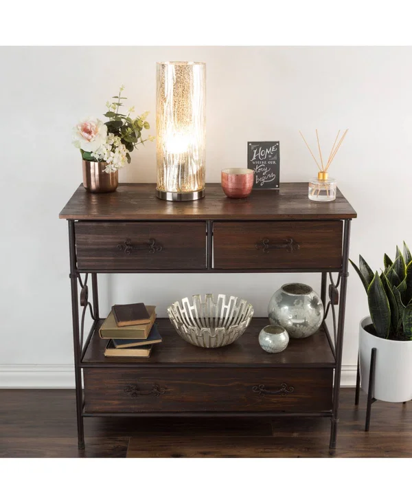 Lavish Home 6 in. LED Uplight Table Lamp in Silver Mercury