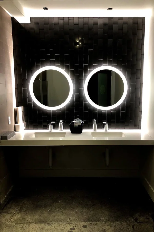 Mirrors & Marble LED Side-Lighted Bathroom Vanity Mirror: 36x22 Wide x 36x22 Tall - Round - Wall-Mounted