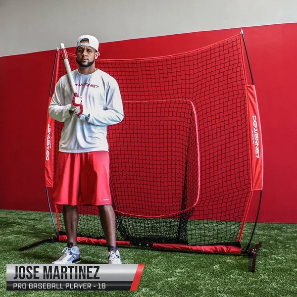 Powernet 7x7 Pro Baseball Softball Practice Hitting Net w/ One-Piece Frame (Pink)