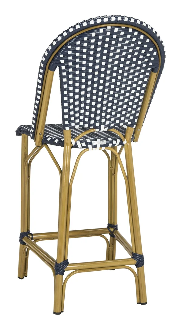 Safavieh Gresley Indoor-Outdoor Stacking French Bistro Counter Stool - Navy/White