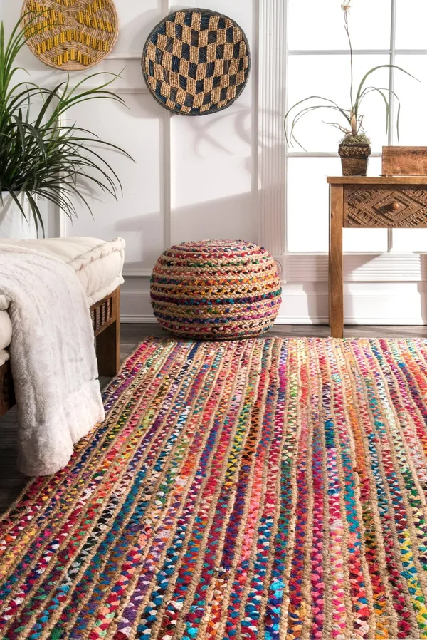 nuLOOM Mgnm05a Aleen Braided COTTON/ Jute 8& x 10& Multi Area Rug