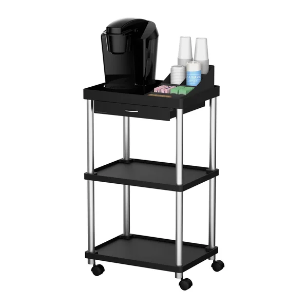 Mind Reader Valet - Trolley - 3 shelves - metal, high impact polystyrene (HIPS) - black