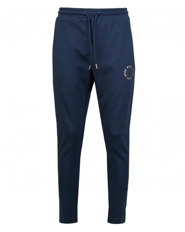 Hugo Boss - Regular Fit Jogging Pants with Layered Metallic Logo - Dark Blue