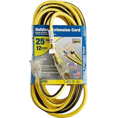 US Wire 25-ft 12/3 SJTW Heavy Duty Extension Cord (Yellow/Lighted Plug - 2-Pk)