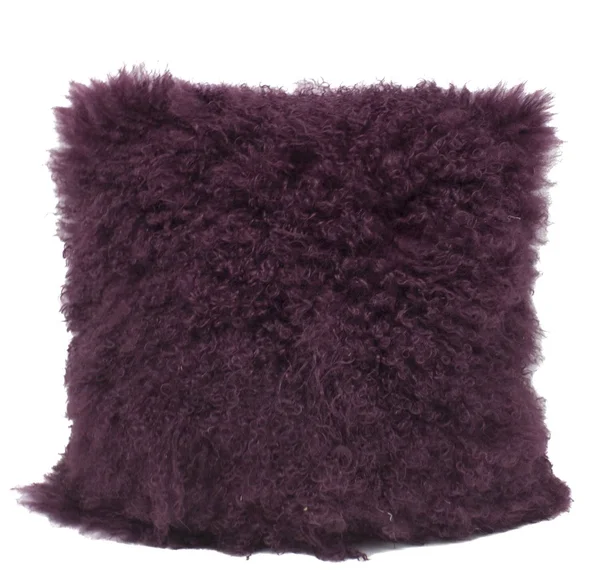 Fennco Styles Geniune Mongolian Lamb Fur Throw Pillow (Eggplant, 20x22x20x22 Pillow)