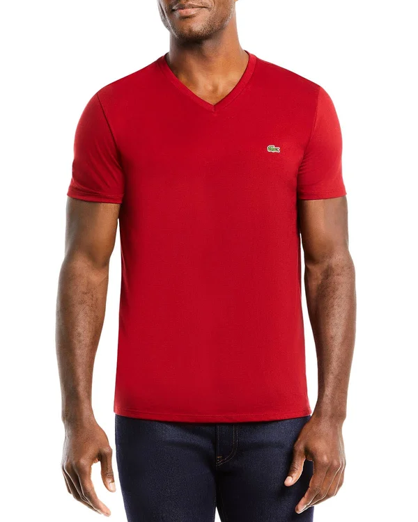 Lacoste Men's Crew Neck Pima Cotton Jersey T-Shirt - Red, Xs