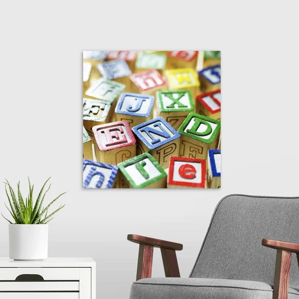Close-up of Toy Building Blocks - Large Solid-Faced Canvas Wall Art Print, Great Big Canvas