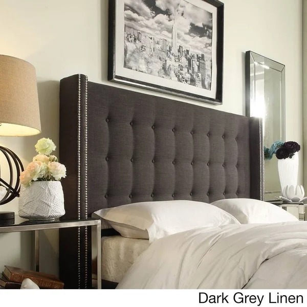 Marion Nailhead Wingback Button Tufted Headboard by Inspire Q