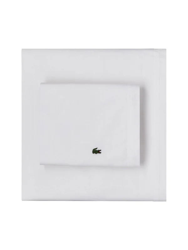 Lacoste 100% Cotton Percale Sheet Set, Solid, Plum, Full