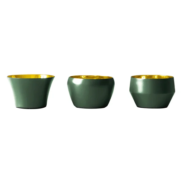 Skultuna Kin Candle Holders 3-Pack - Candlesticks Brass Dark Green - 763-DG-2-4-5