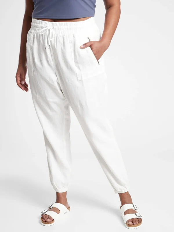 Athleta Women's Cabo Linen Jogger Calla Lily Size 0