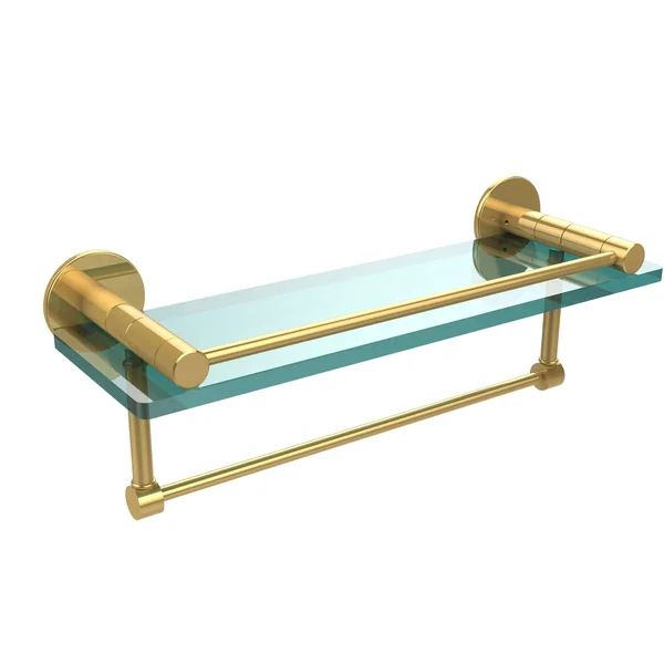 Allied Brass Fresno 16 in. Glass Shelf with Vanity Rail and Integrated Towel Bar