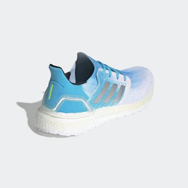 Adidas Ultraboost 20 White/Silver/Signal Cyan Men's Running Shoes - Size: 11.5