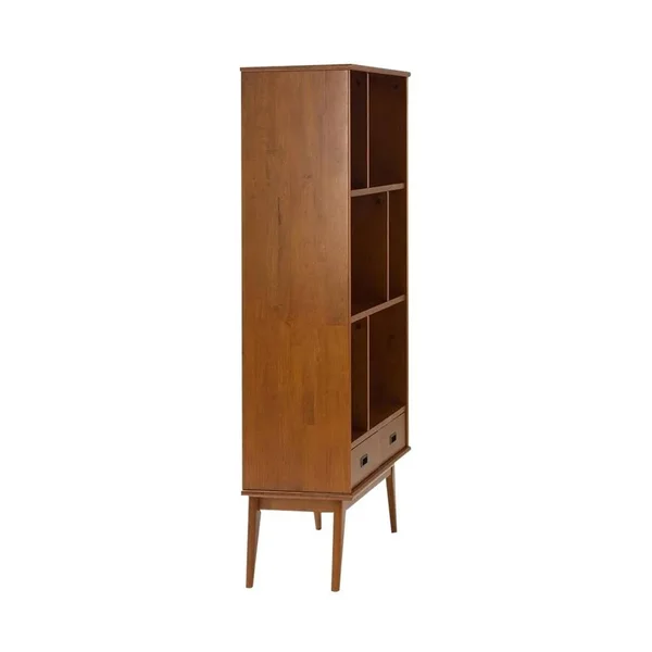 Simpli Home Draper 6 Cubby Bookcase - Teak Brown