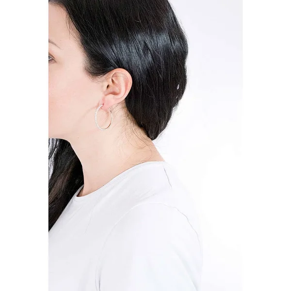 Swarovski Stone Rose Gold Hoop Earrings