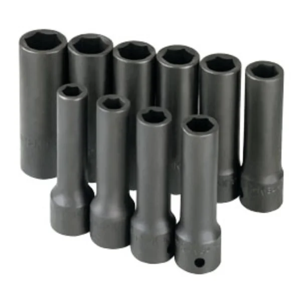 SK Hand Tool (4033) 10 Piece 1/2x22 Drive 6 Point Deep Metric Impact Socket Set
