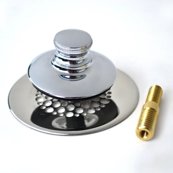 Watco Universal Nufit Push Pull Bathtub Stopper with Grid Strainer - Innovator Overflow and Silicone, Brushed Nickel, Brushed Nic
