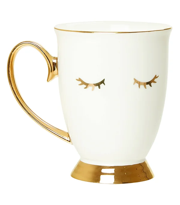 Taza blanca pesta馻s pinky up