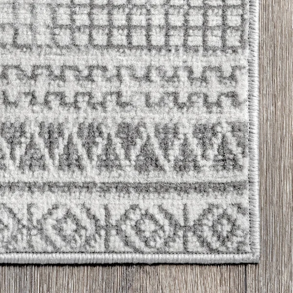 nuLOOM Mosaic Tribal Stripes Solid Area Rug - 8& x 10& - Gray