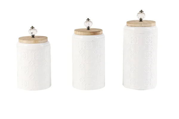 Zimlay Farmhouse Decor Tall Round White Metal Set of 3 Jars 42994