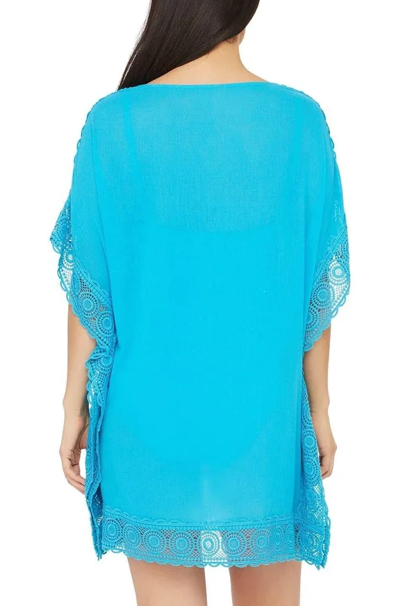 La Blanca Island Fare Short Sleeve Tunic Cover-Up (White) Women's Swimwear