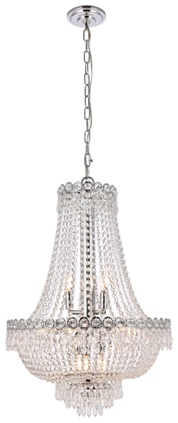 Elegant Lighting V1900D20C/RC Century 12 Light Chrome Chandelier Clear Royal Cut Crystal