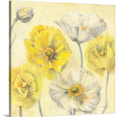 &Gold and White Contemporary Poppies II& Carol Rowan Painting Print Winston Porter Size: 35x22 H x 35x22 W x 1.5x22 D, Format: C