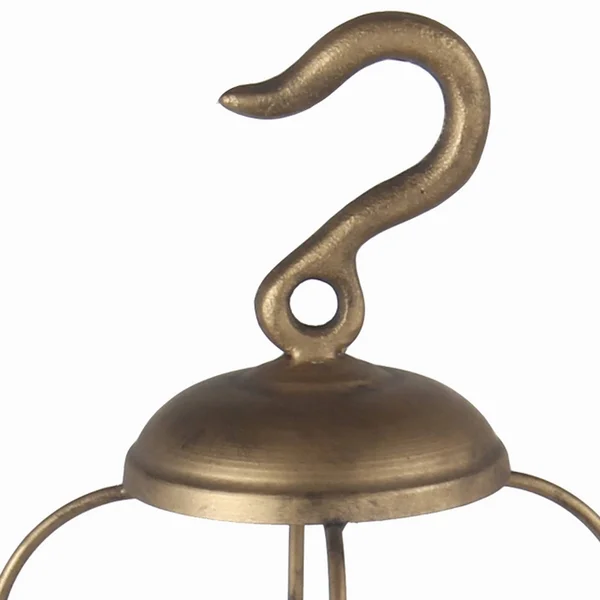 Benjara Bm209961 Cage Type Round Metal Lantern with Top Hook and Stable Base, Large, Gold