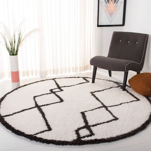 Safavieh Carmella Shag 224 Area Rug - Cream, Grey, 6&7x22 x 6&7x22 Round