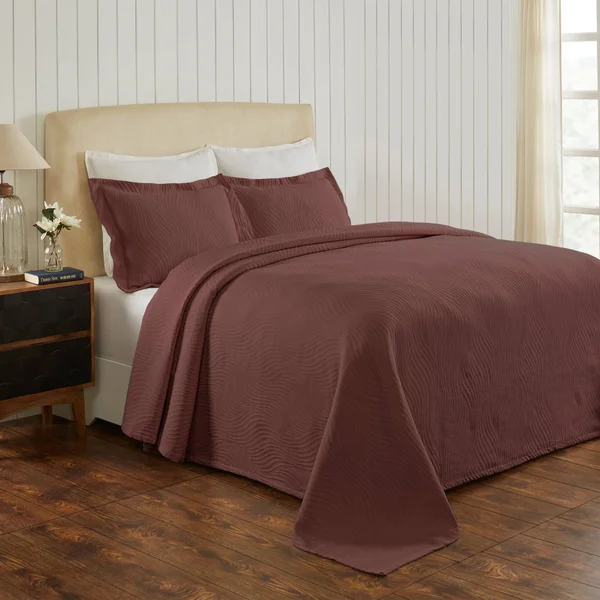 Miranda Haus Laurence Cotton Jacquard Matelasse Bedspread Set - Grey - Twin