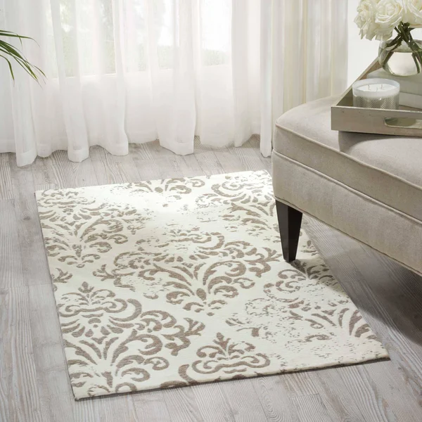 Nourison Damask DAS03 Area Rug, Ivory/Grey, 8& x 10&